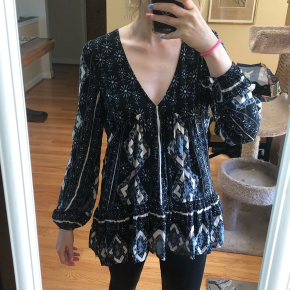 Free People Down By The Bay Tunic Long Top XS - Picture 3 of 8